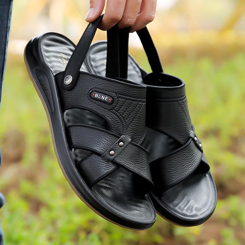 

Star-headed woodpecker men s sandals first layer cowhide summer beach shoes genuine leather non-slip and wear-resistant sandals 38
