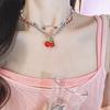 Love Cherry Beaded Necklace Female Summer Sweet Versatile Personality Sweet Cool Collarbone Chain Cute Girl Neck