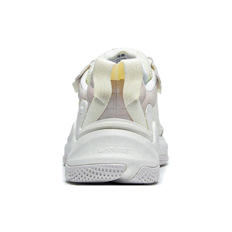 Li Ning Nebula 2K Textile, Synthetic Leather Low Top Slip Resistant Abrasion Resistant Sports Casual Shoes Women's Ecru AGCT078-1
