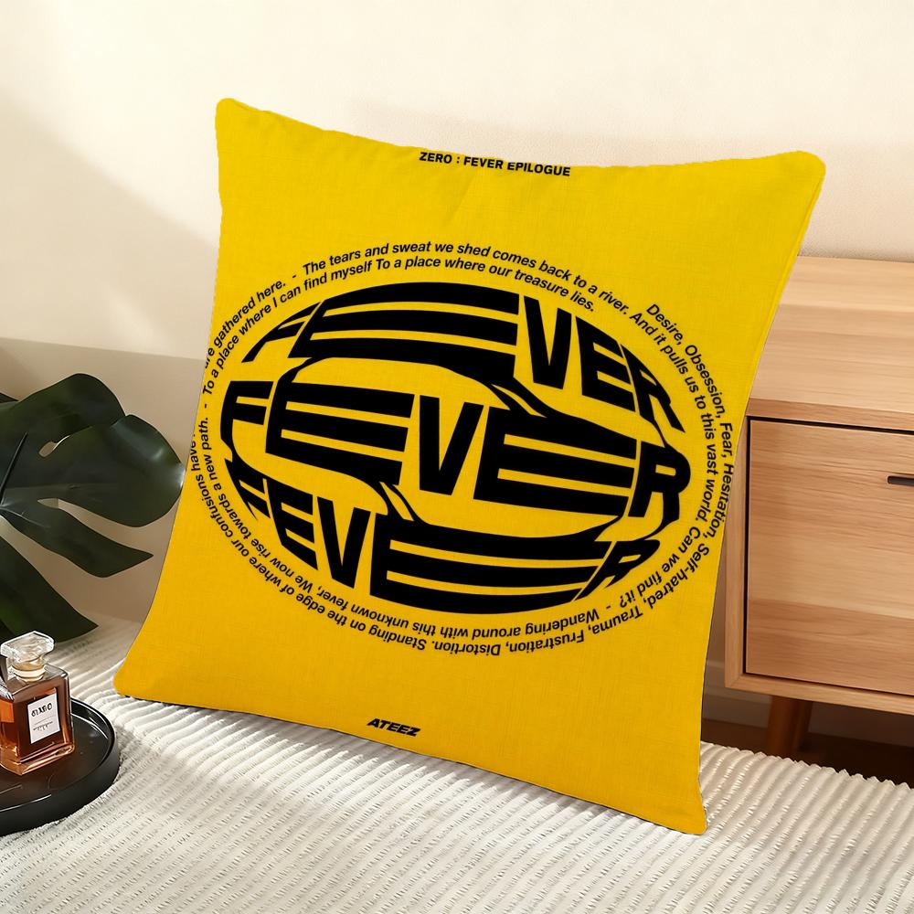 Ateez Album Cushion Cover Silky Short Plush Home Sofa Cushion Cover - Invisible Zipper Home Decoration
