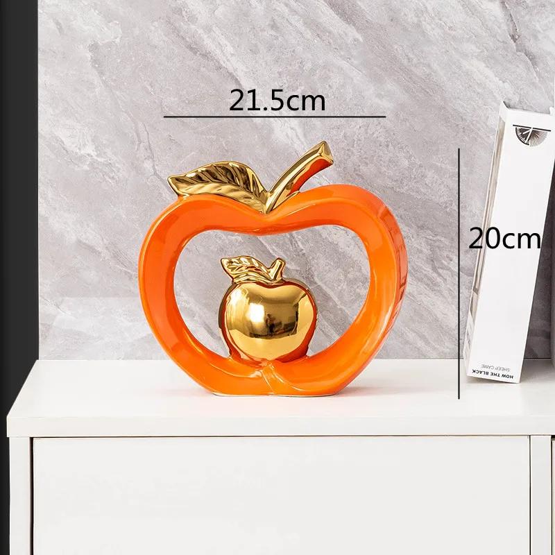 Ceramic Crafts Golden Apple Hollow Out Key Console Desktop Storage Organization Furnishings Ceramic Decorations Accessories