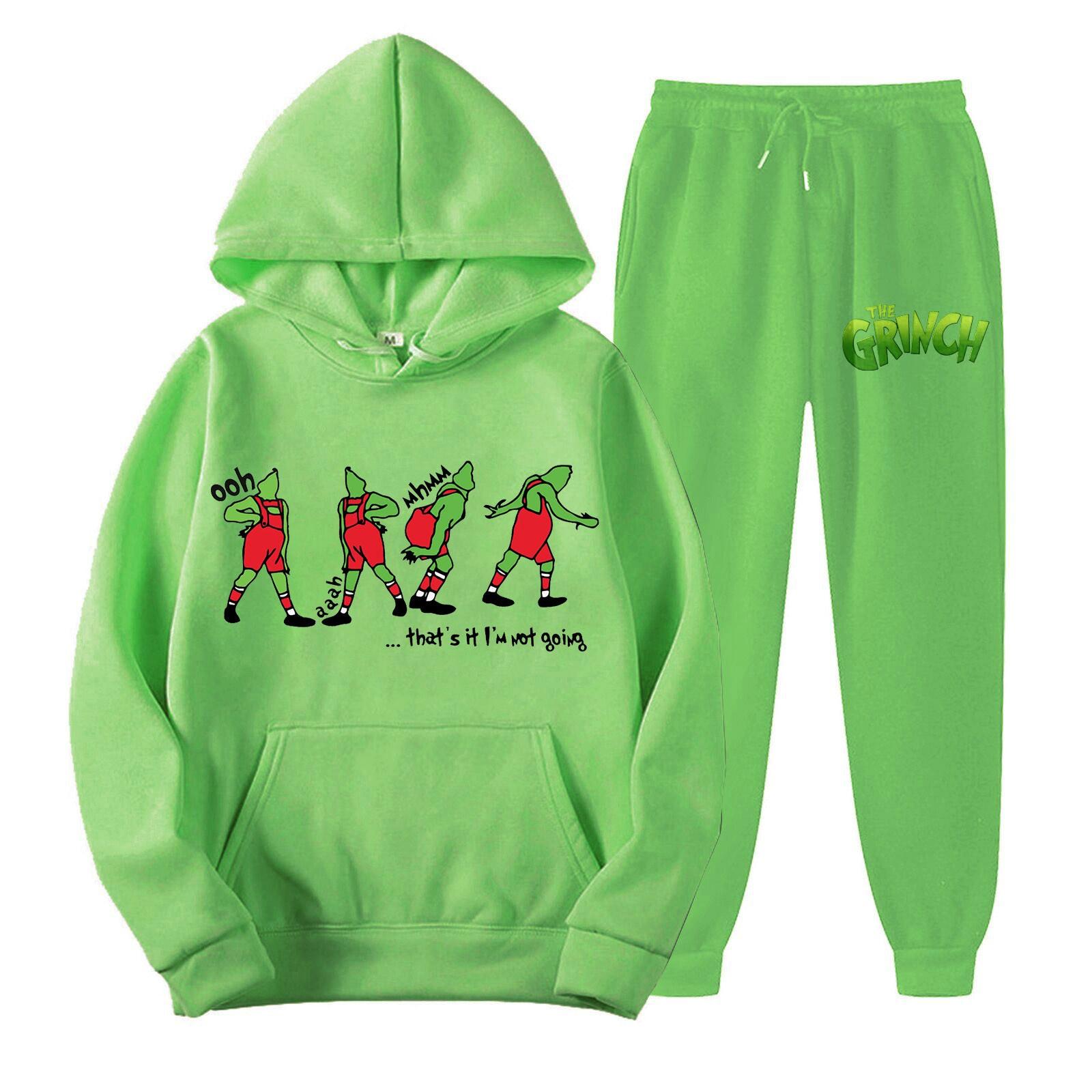 

Women s Hooded Sports Tracksuit Unisex Two-Piece Running Outfits Long Sleeve Pullover Hoodies Sweatshirt+Sweatpants Set XXL зелений