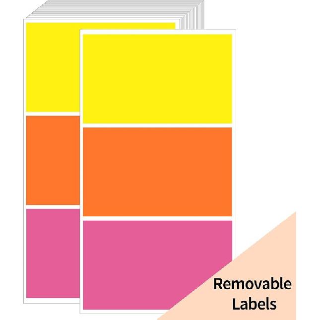 STARLIBOO Removable Colored Labels Stickers, 3X5 Inch Removable Large Label Stickers for Moving Boxes and Storage B- Waterproof- Tear Resistant
