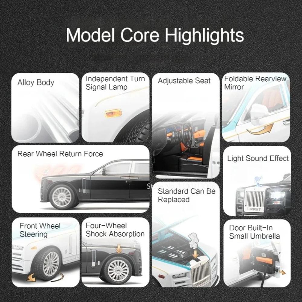 1:24 Rolls Royce Cullinan Phantom Modellauto Spielzeug Legierung Karosserie Licht Sound Stoßdämpfung Sportwagen Modelle Sammlung Jungen Geschenke