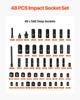 VEVOR Impact Socket Set, 3/8" Drive, 48-Piece Socket Set, 6-Point Sockets, SAE 5/16"-3/4" and Metric 8-19 Mm, 21-22 Mm