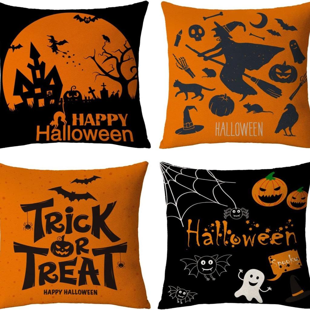 Neue Halloween Dekoration Zuhause Leinen Kissenbezug Lustiger Kürbiskopf Sofa Kissenbezug Kombination