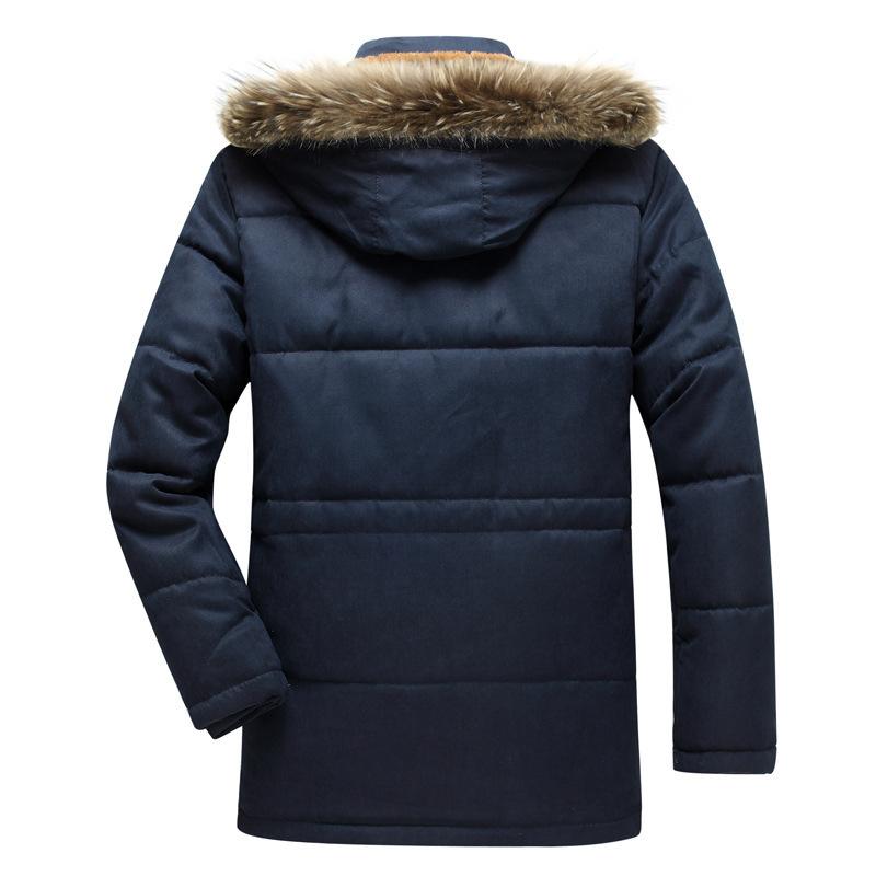 Autumn and Winter Men's Clothing Fattened Large Size Cotton Clothes Medium and Long Fur Collar Plush Warm Jacket