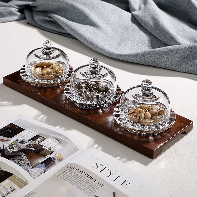 

Elegant Glass Divided Snack Plate with Lid