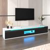 TV Cabinet, High-Gloss TV Cabinet, Color-Coordinated with Black and White, Featuring Color-Changing LED Light, Home