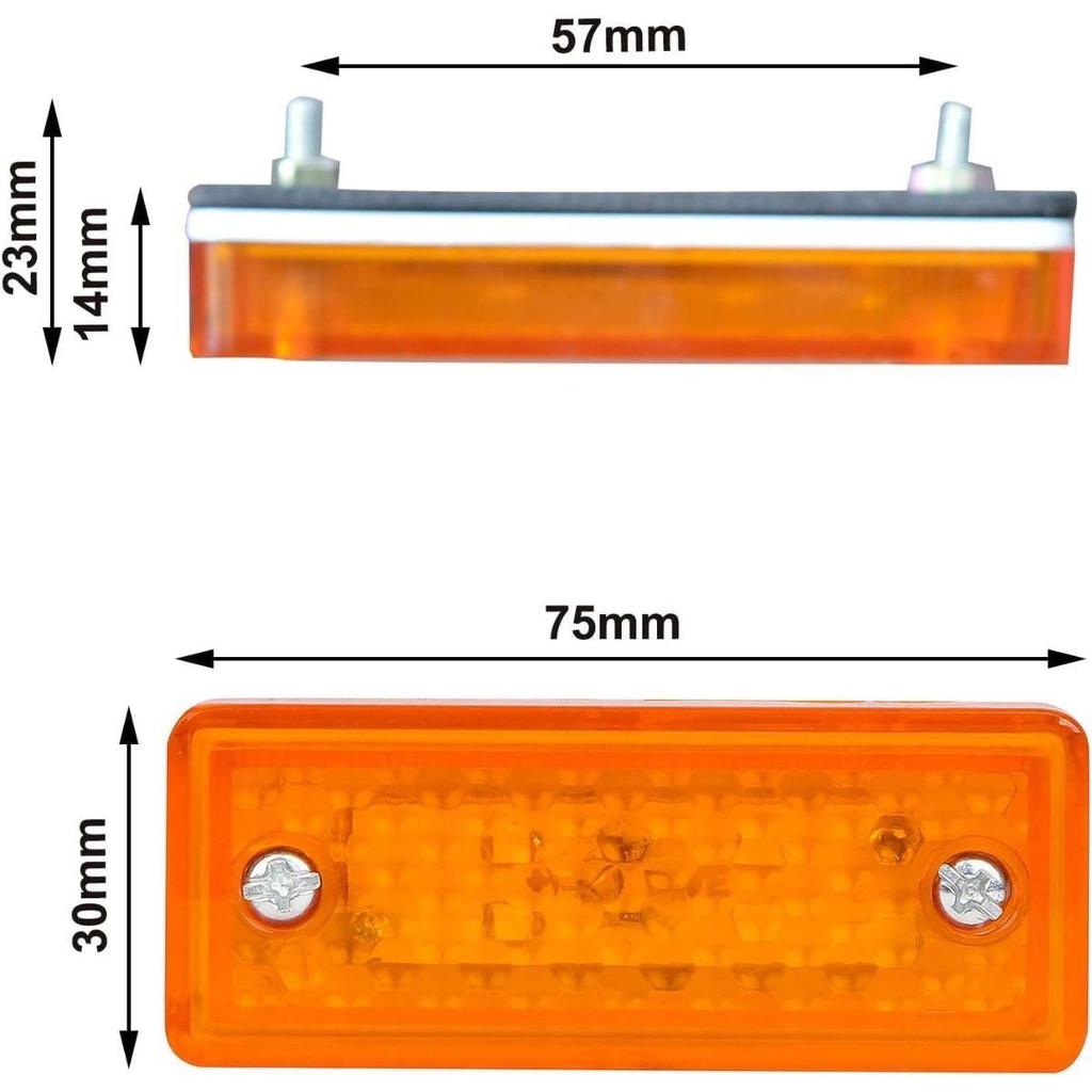 APSMOTIV 10 Pcs of 3 Inch Marker Light 4 LED Rectangle Trailer Side Lamp Clearance Led Marker Lights for Truck Trailer Lorry 12v (Red/Amber)