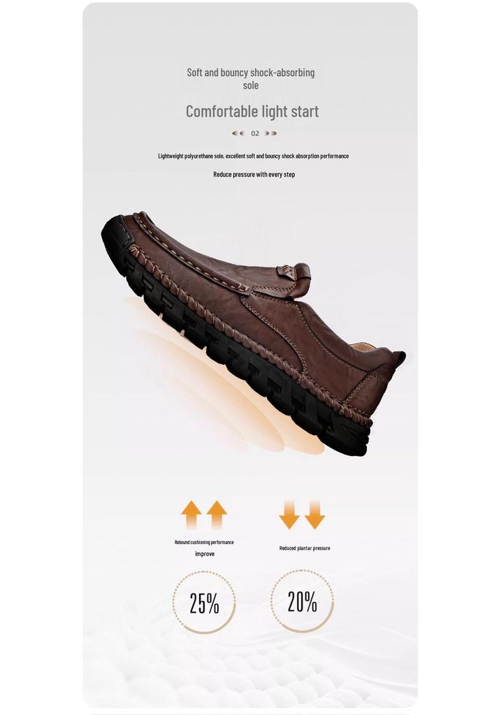 Men's Wide Slip-On Leather Shoes - Business Casual, Soft Sole, Large Sizes 45-46, Genuine Leather
