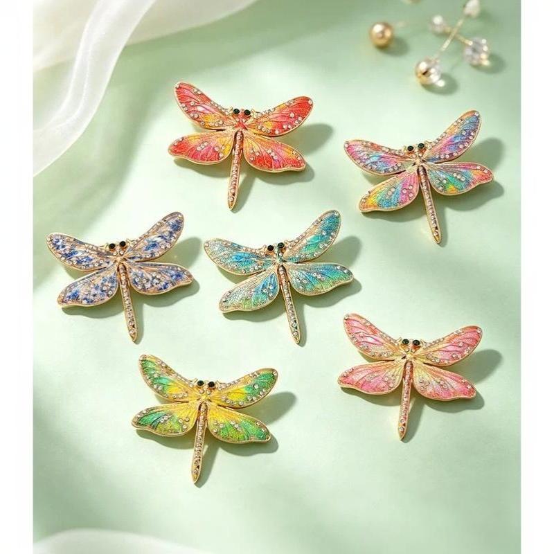 1Pcs Unisex Rhinestone Insects Office Party Brooch Pins Gifts Beautiful Dragonfly Brooches For Women
