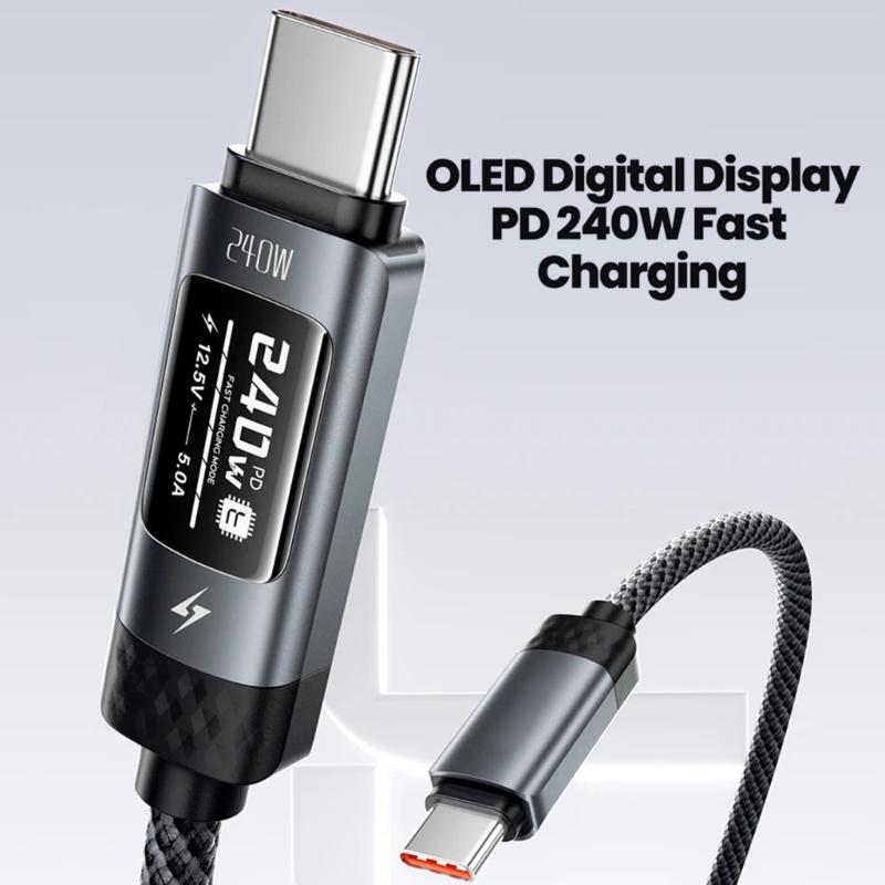 240W USB C Cable Fast Speed Data Transfer LED Display and PD3.1 Power Delivery Capability for Multiple Electronics