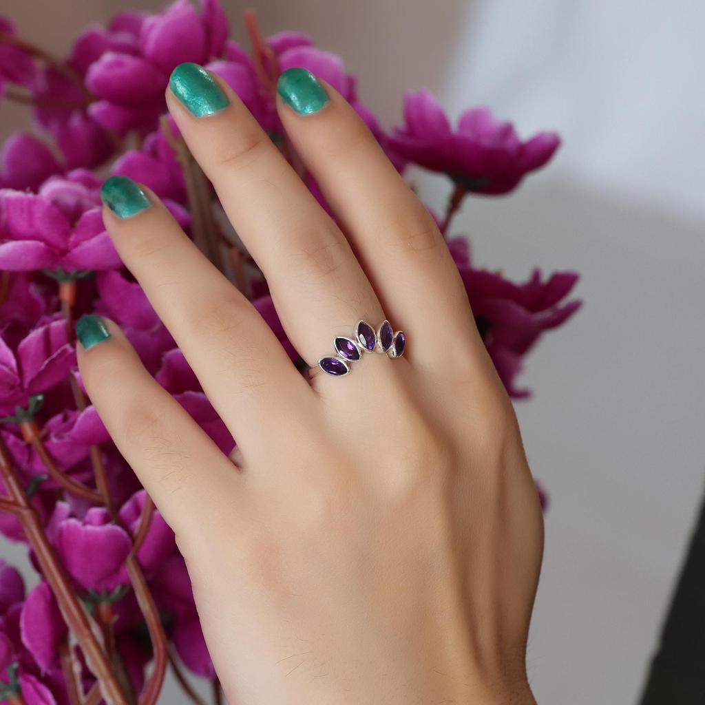 Amethyst Silver Ring, February Birthstone Jewelry, 925 Sterling Silver Handmade Jewelry, Women Silver Ring, Gift For Her Ar8952