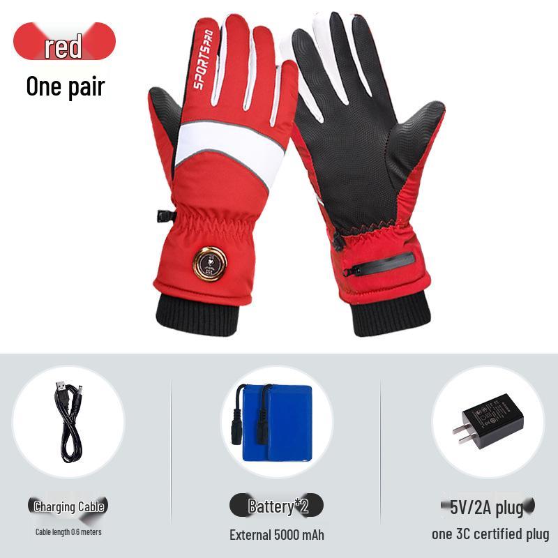 Heated Waterproof Winter Gloves: Electric Motorcycle & Ski Wear for Men and Women, Thickened with Velvet, Cold-Resistant.
