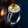 Luxury Female Big Yellow Zircon Stone Oval Engagement Rings For Women CopperColor Wedding Bands Jewelry Party Gifts