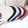 Pearl lace-up ear protector wool hat women's autumn and winter soft waxy rabbit hair knitted hat pearl twist bag head thermal hat