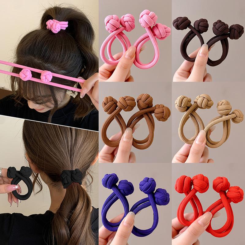 2/10 Piezas Gomas Elásticas para el Pelo Anudadas para Mujeres Alta Elasticidad Cuerda para la Cabeza de Chica de Moda Coletero Accesorios para el Cabello