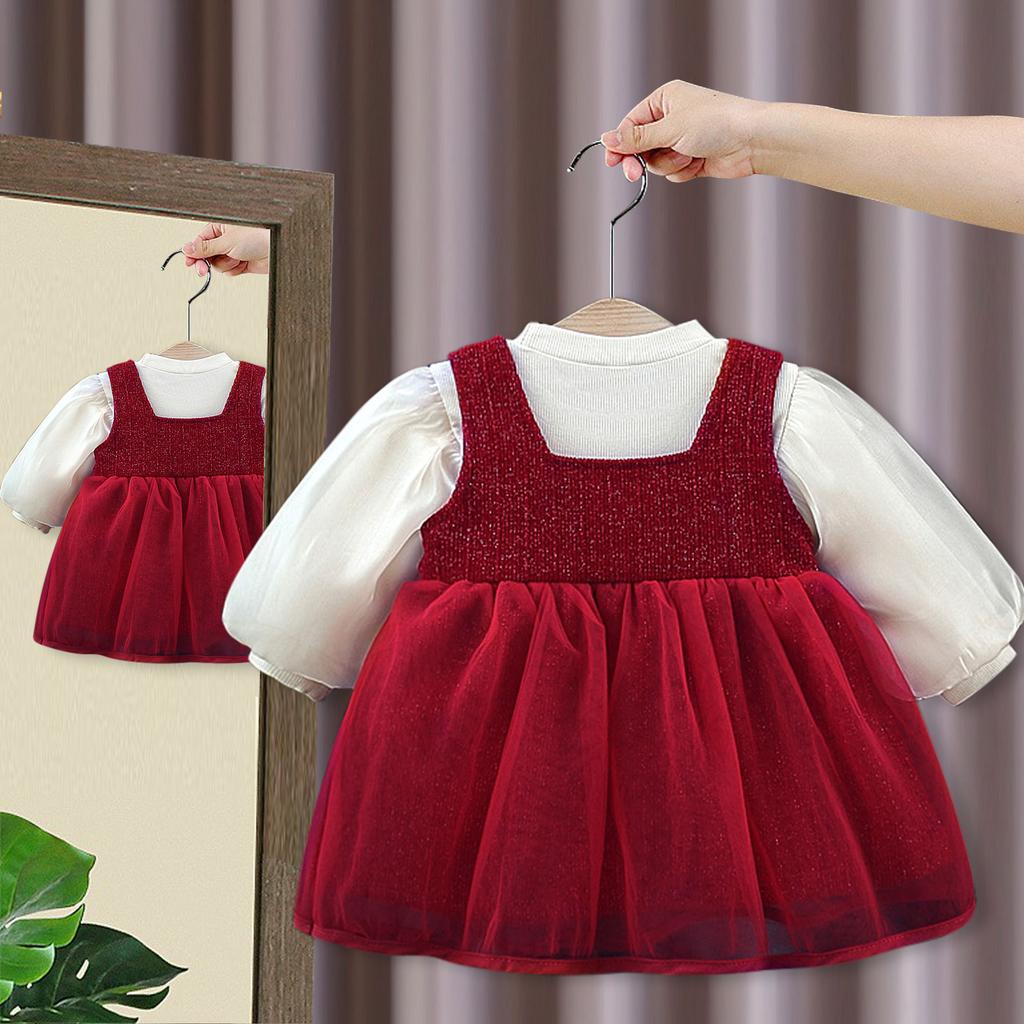 Mädchen Prinzessinnenkleid Zweiteiliges Set Baby Westenkleid Basismantel Set