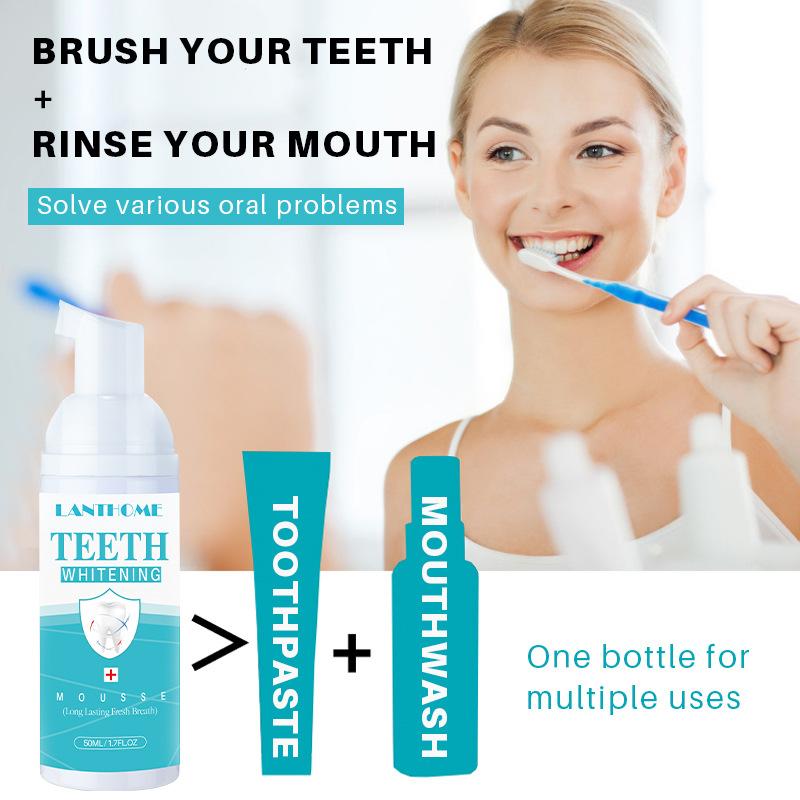 Lanthome Teeth Whitening Foam Dental Cleaning Mousse Fresh Breath Stain Remover Portable
