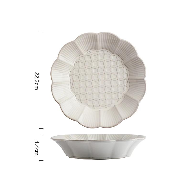Creative Solid Color Relief Ceramic Plate Fashion Classic Irregular Steak Plates Delicious Dishes Soup Bowls Exquisite Tableware
