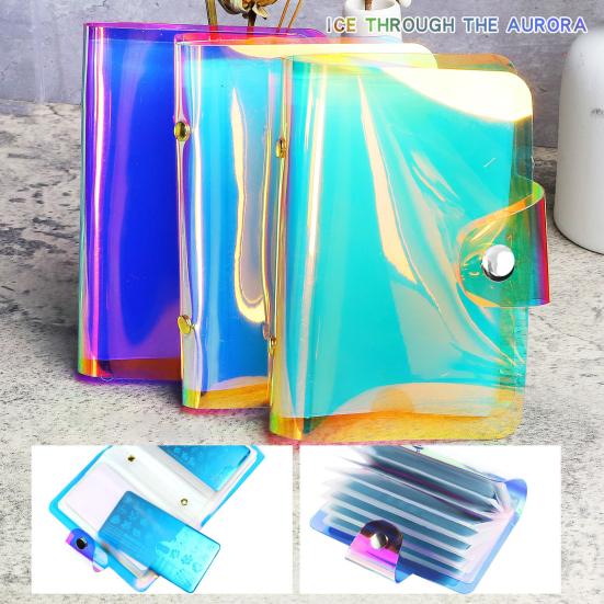 Nail Template Container Transparent Multi-slots Design Waterproof Space-saving PET Rectangle Nail Art Stamping Templates Storage Bag