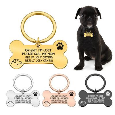 Aanpasbaar Huisdier Naamplaatje Botvormig Roestvrij Staal Hond Kat Identificatieplaatje Gepersonaliseerd Gegraveerd Huisdier Halsband Tag Anti-Verlies