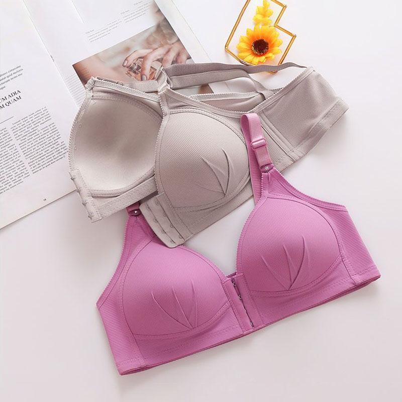 BH Foran Lukking Trådløs Dame Samlet Uten Stålring Ensfarget Undertøy Push Up Bralette Sexy Lingeri Pluss Størrelse BH