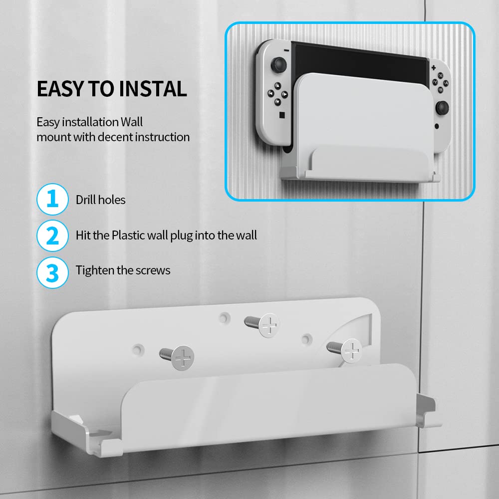 Uniraku Switch Aufbewahrungsständer Switch Aufbewahrungs- und Ausstellungs-Halterung kompatibel mit sowohl Switch als auch Switch Organic EL Modellen Aufbewahrung Wandmontage