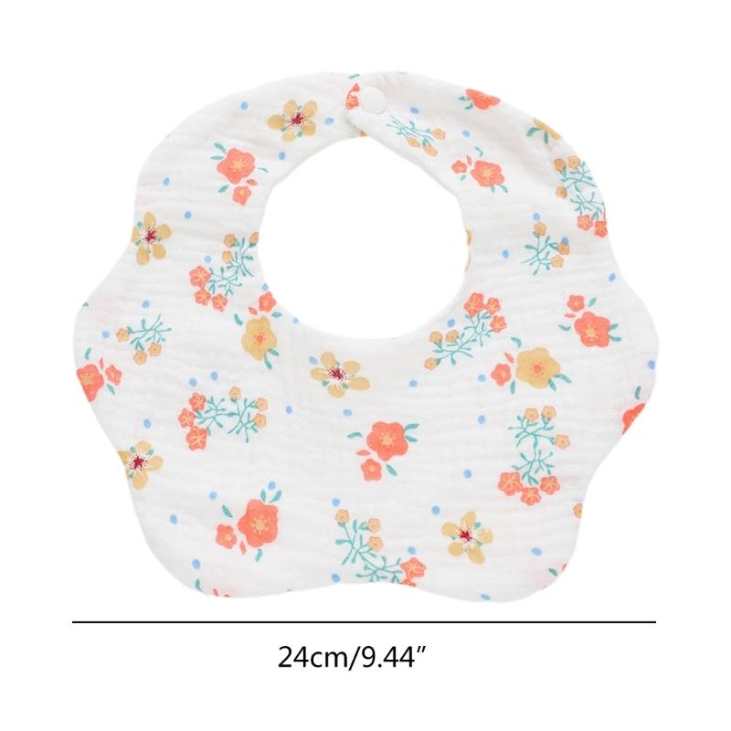 Floral Feeding Bib Baby Burp Cloth Bib for 0-18Month Infant Gender Neutral Gauze Cotton Teether Drooling Bib for Newborn