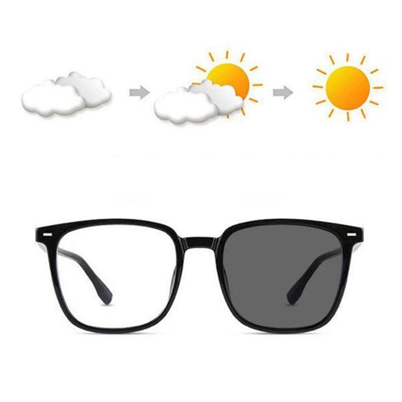 Photochromic Anti Blue Light Clear Glasses Women's Square Computer Blue Light Blocking TR90 Eyeglasses