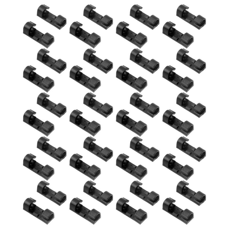 

40 шт. Самоклеящиеся кабельные зажимы-органайзеры для проводов с сильной адгезией, зажимы для укладки проводов для кабелей передачи данных, дома, офиса чёрный