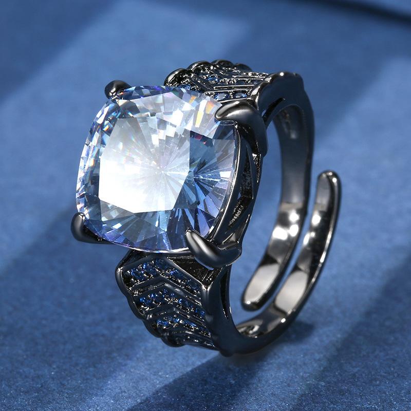 2026 New Huabi Jewelry Copper Bottom Gold-plated Simulation Nordic Blue Temperament Light Luxury Set Main Stone 14-12mm