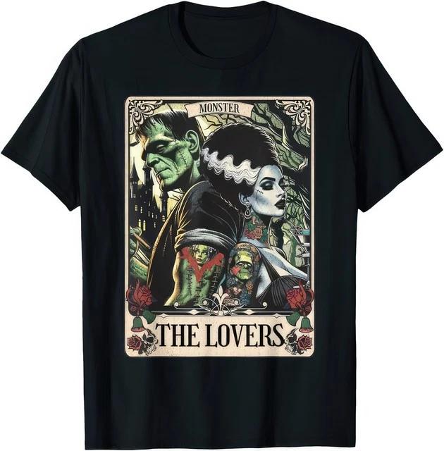 Monster Frankenstein And Bride Lovers Tarot Card Graphic TShirt S
