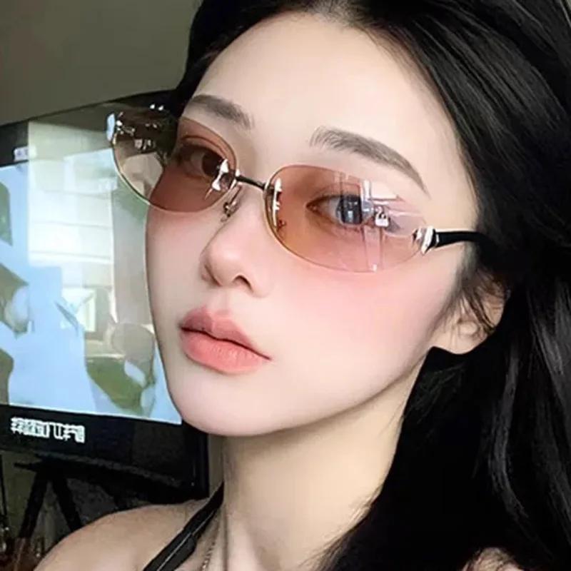 Cool Style Frameless Sunglasses Trend Uv Protection Retro Eyeglasses Light Weight Vintage Decorative Sun Glasses Streetwear