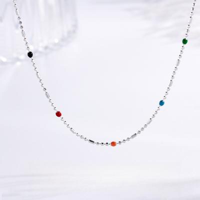 Regenbogen Doudou Halskette Damen IU mit dem gleichen Nischendesign ins Wind Dopamin runde Perlenkette