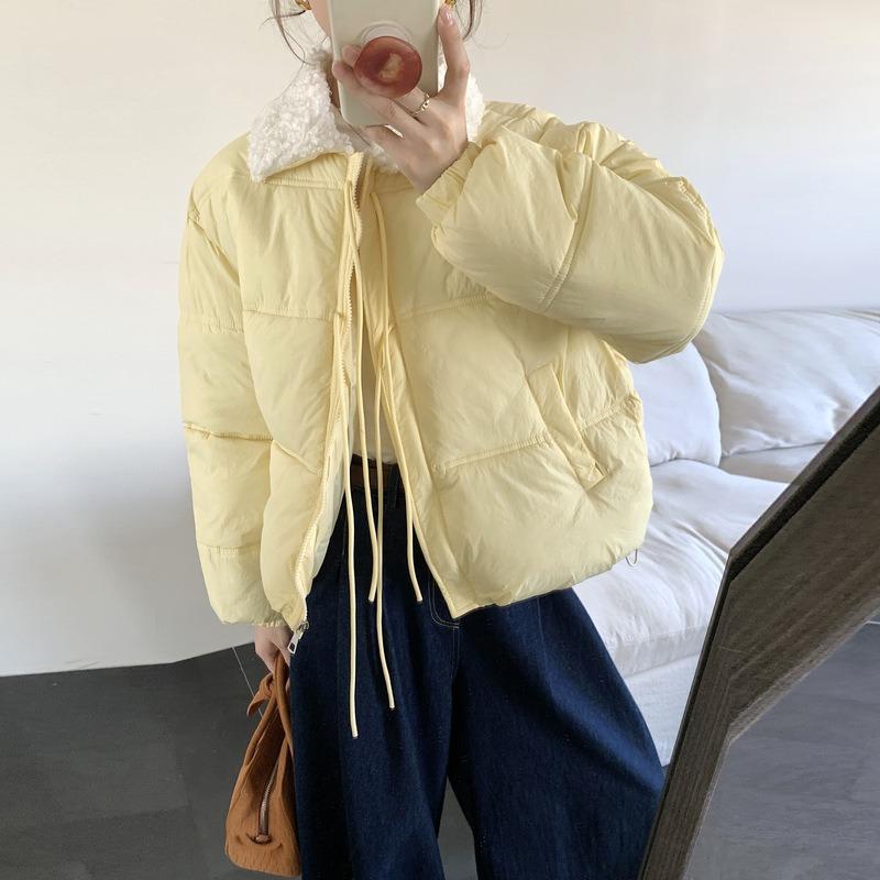 Bow Tie Short Cotton Jacket Women's Winter Warm Small College Cotton Coat Bread Jacket