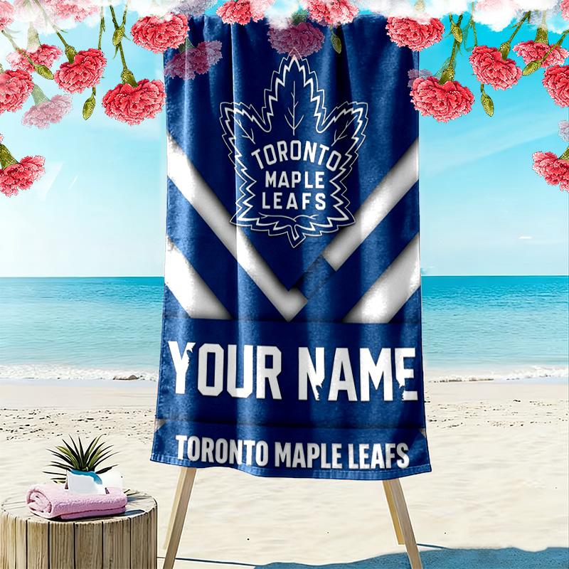 Name Custom Toronto Maple Leafs Print Beach Towel, Large Soft Quick Dry Towel for Beach Camping Swimming
