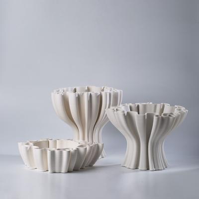 Three-dimensional Geometric Ceramic Crafts Fold Flower Pot Compote Abstract Ceramic Sculpture Home Decoration Accessories