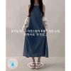 The Pink Women A Line bAnded Denim Sleeveless Long Dress