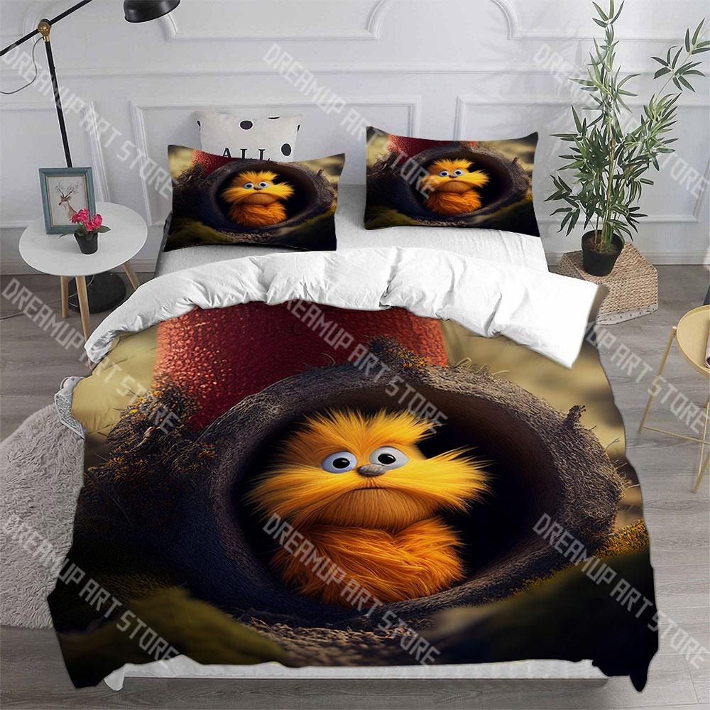 Fashion The Lorax Cartoon Bedding Set Single Twin Full Queen King Size Bed Set Kids Bedroom Duvetcover Sets Bed Sheet Set