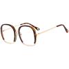 Personalized Round Large Frame Flat Mirror, Metal Anti-Blue Frame Glasses