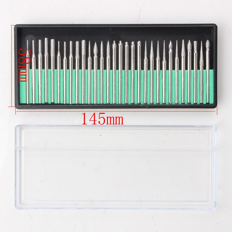 Diamond Grinding Needle Set for Wood & Jade Carving – 30 Electroplated Pieces