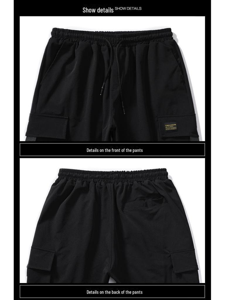 Trendige Herren Latzhosen mit Umschlag: Neun-Punkte Locker sitzende Haremshose für lässigen Jugendstil