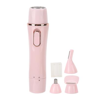 4 In 1 Electric Hair Shaver Epilator Portable Eyebrow Nose Hair Trimmer Pink (USB Charging)