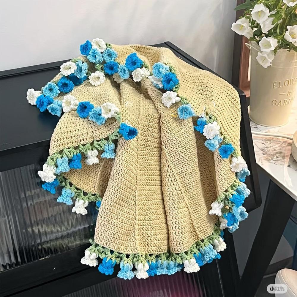 Crochet Rose Bouquet Blanket Sunflower Carnation Fashion Artificial Knitted Blanket DIY Craft Finished Flower Bouquet Blanket