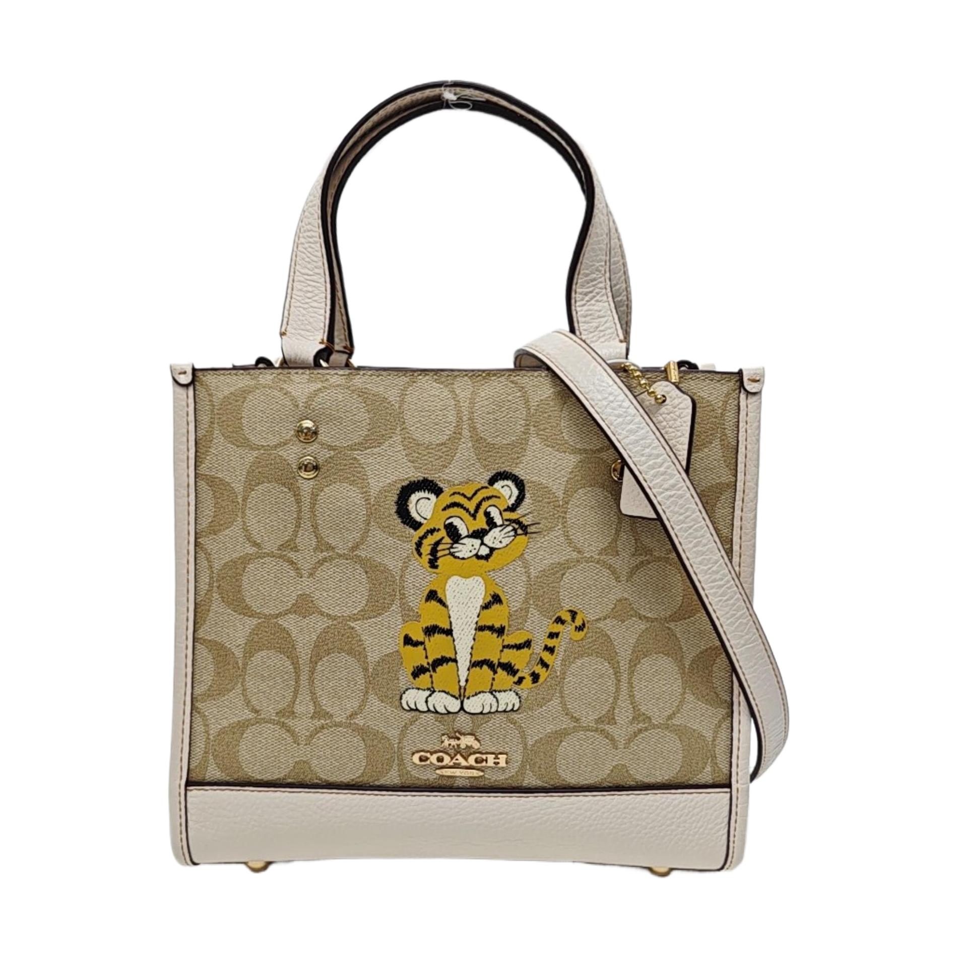 [Pre-Owned] Dempsey 22 Classic Monogram Tiger Print Coated Canvas And Leather Tote Bag - Excellent #LTXE01 ONE SIZE