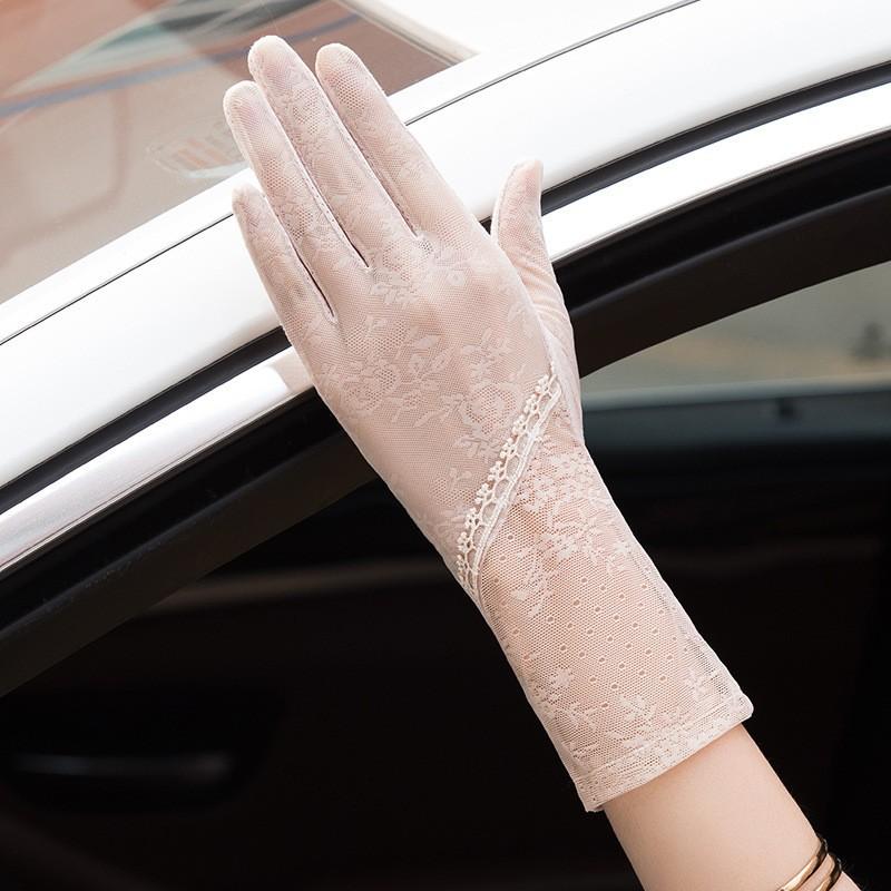 Spring and Summer Sun Protection Gloves Lace Light and Breathable Touch Screen Gloves for Women Driving Breathable Outdoor Sunshade Cycling Gloves