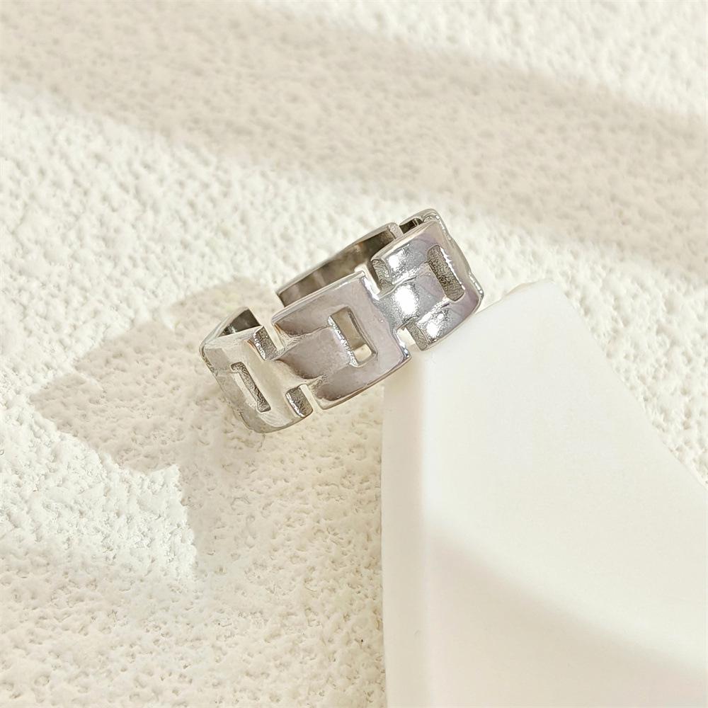 18k Gold Non-fading Stainless Steel Adjustable Open Ring for Women