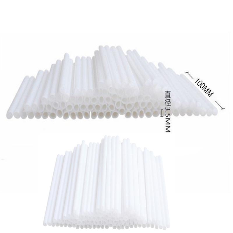 200 Stück Plastik-Lutscherstiele Sicher Weiß DIY Küche Backzubehör Form Kuchen Schokolade Zucker Süßigkeiten Lutscher Backwerkzeuge